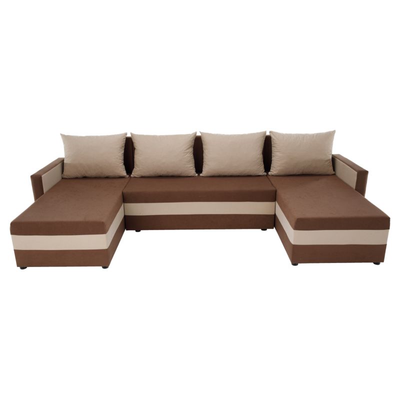 Univerzálna sedacia súprava, látka hnedá, béžová, PAULITA U