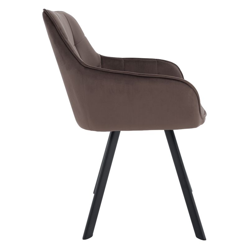 Dizajnové kreslo, sivohnedá Velvet látka, nohy kov čierny, PETIN