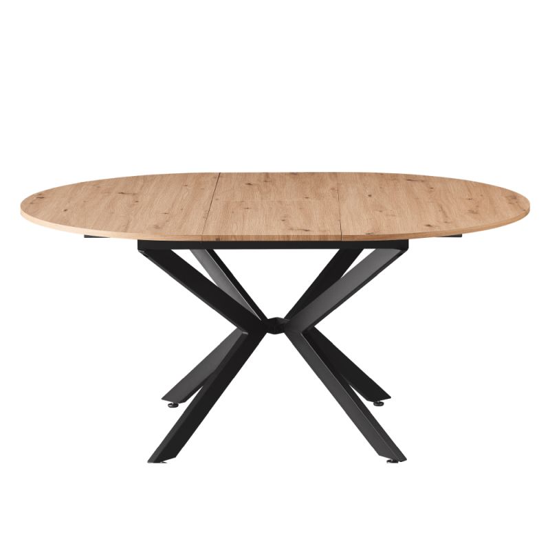 Jedálenský stôl, 120x120cm, rozkladací, MDF, dub artisan, čierny, ABERO TYP 2