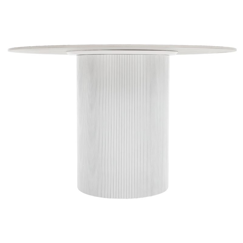 Jedálenský stôl, okrúhly 120cm, kameň, biely mramor, MAHIR TYP 1