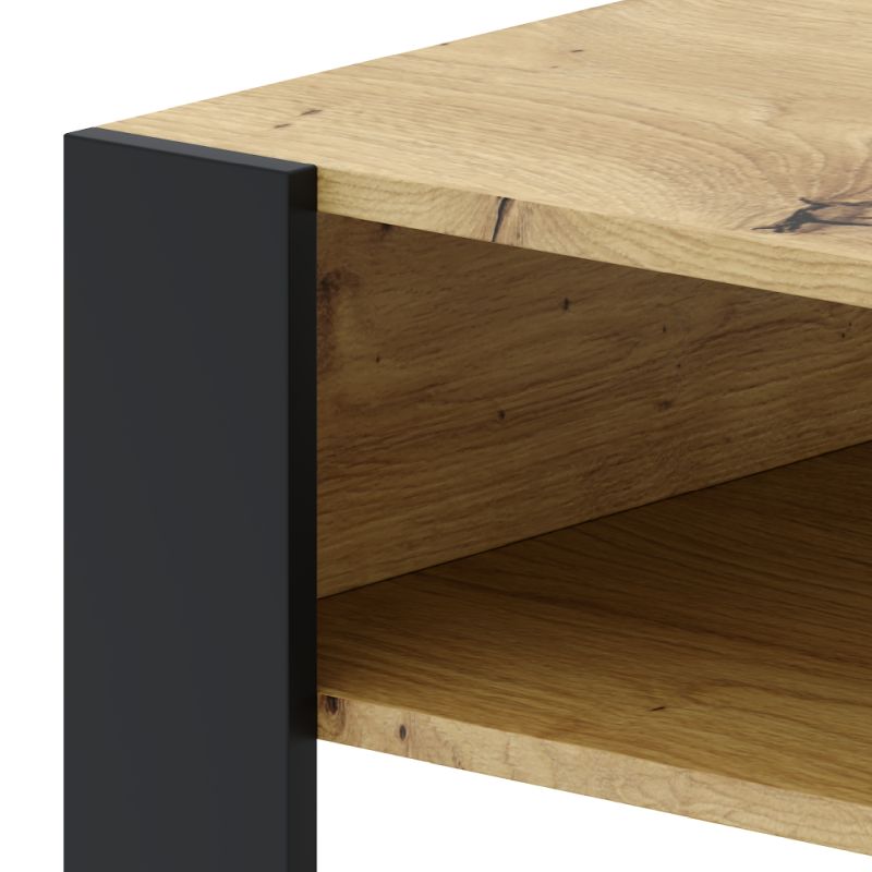 Konferenčný stolík, 90x53cm, dub artisan, čierny, CARA 1