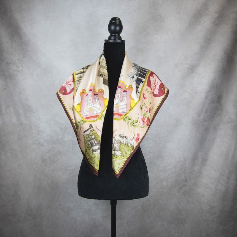 Módna hodvábna šatka SLOVENSKO - LOSOSOVÁ, 90 x 90cm