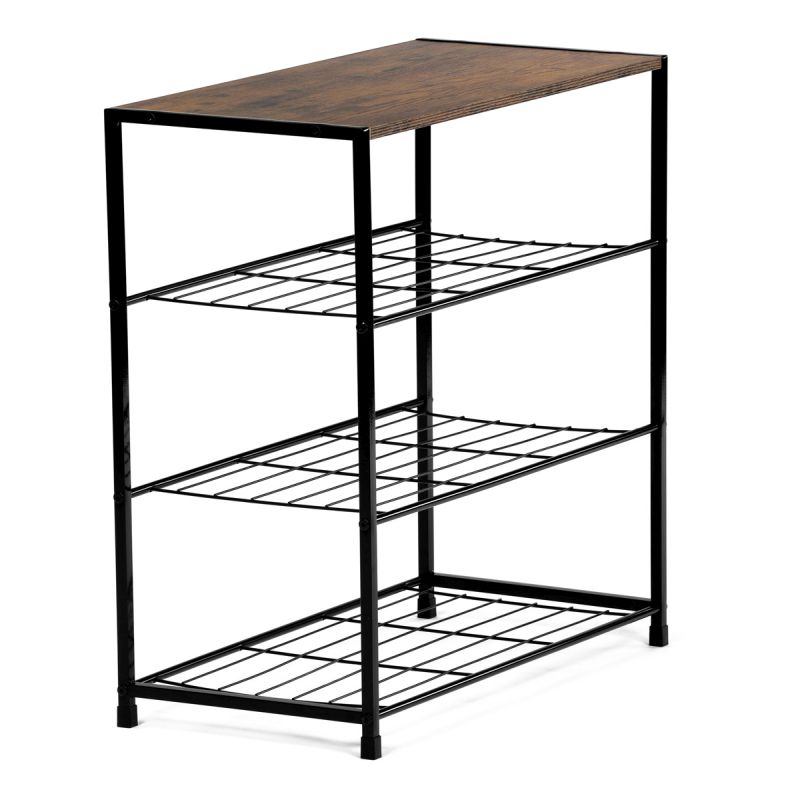 Botník, 63cm, kov, čierny, MDF, staré drevo, GD-414 OLW