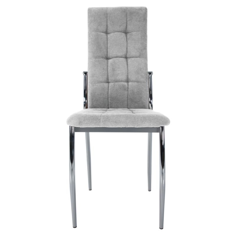 Stolička jedálenská, sivá látka, nohy kov chróm, ADORA 2 NEW