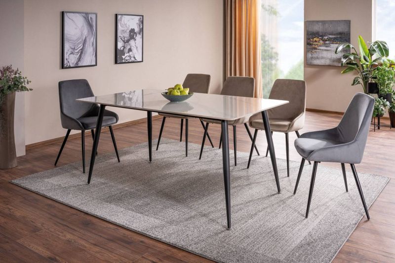 Jedálenská stolička, sivá látka, nohy kov čierny, COBE VELVET