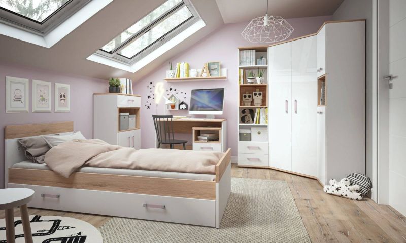 Polica, 110cm, biela, dub san remo, AMAZON TYP 61