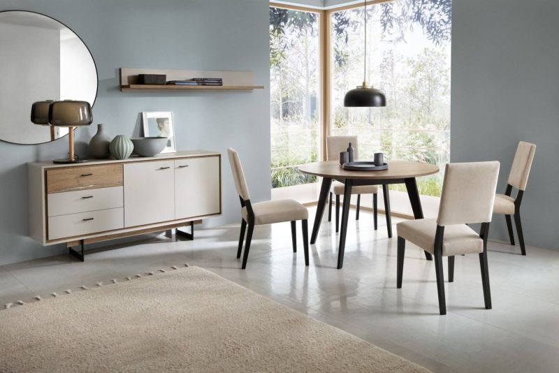 Polica, 150cm, dub flahstaff tmavá, sivá krémová, RIVERO RIVP01