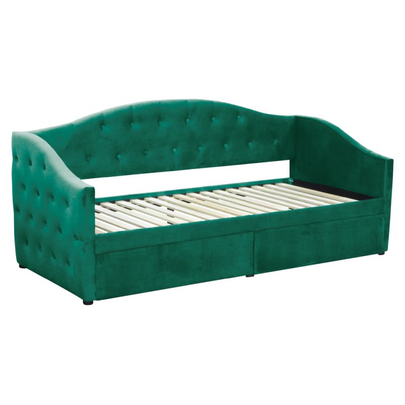 Posteľ, 90x200, s roštom, zelená, látka, ZASKA