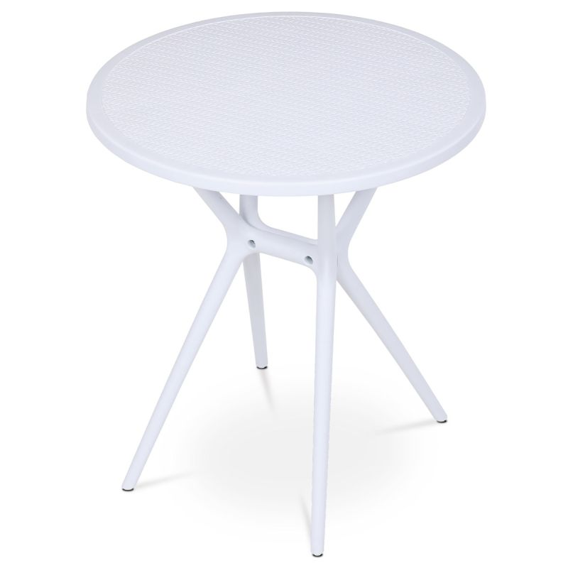 Záhradný stôl, okrúhly 65cm, plast, biela, DT-X7007 WT