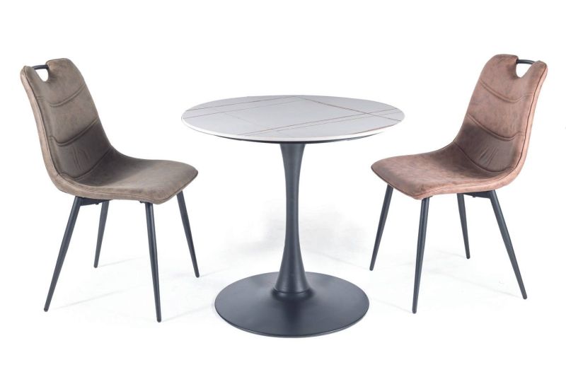 Jedálenská stolička, hnedá látka, nohy kov čierny, ALOE