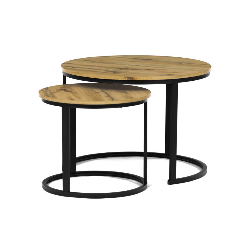 Set konferenčných stolíkov, 70x70cm, MDF, divoký dub, CT-X7122 OAK