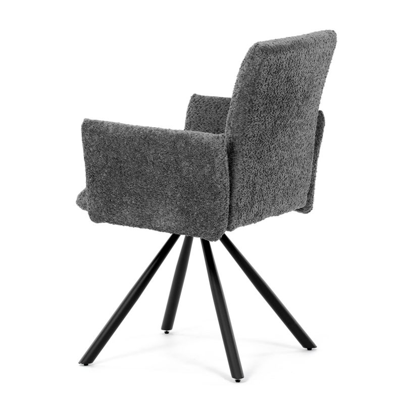 Jedálenská stolička, sivá, bouclé, látka, DCH-W1117 GREY2