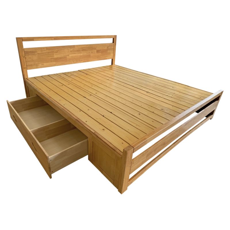 Manželská posteľ, 160x200, s roštom, prírodná, SHEILA