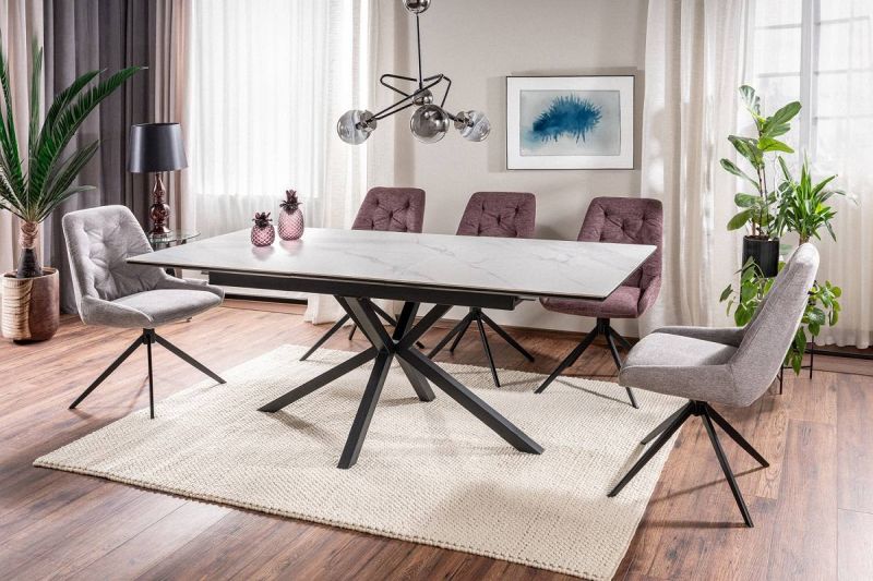 Jedálenská stolička, hnedá látka, nohy kov čierny, ASTI BREGO