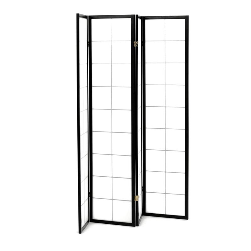 Paraván, 177cm, masív, čierny, EF-E804 BK