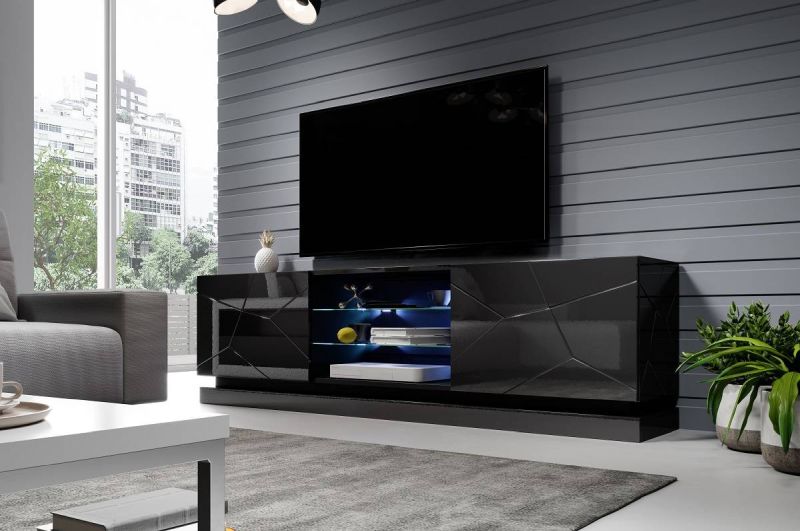 Tv stolík, 200cm, čierny, QIU 200