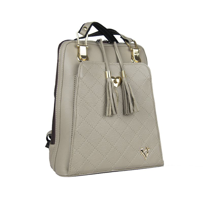 Luxusný kožený ruksak z pravej hovädzej kože č.8668 v khaki farbe