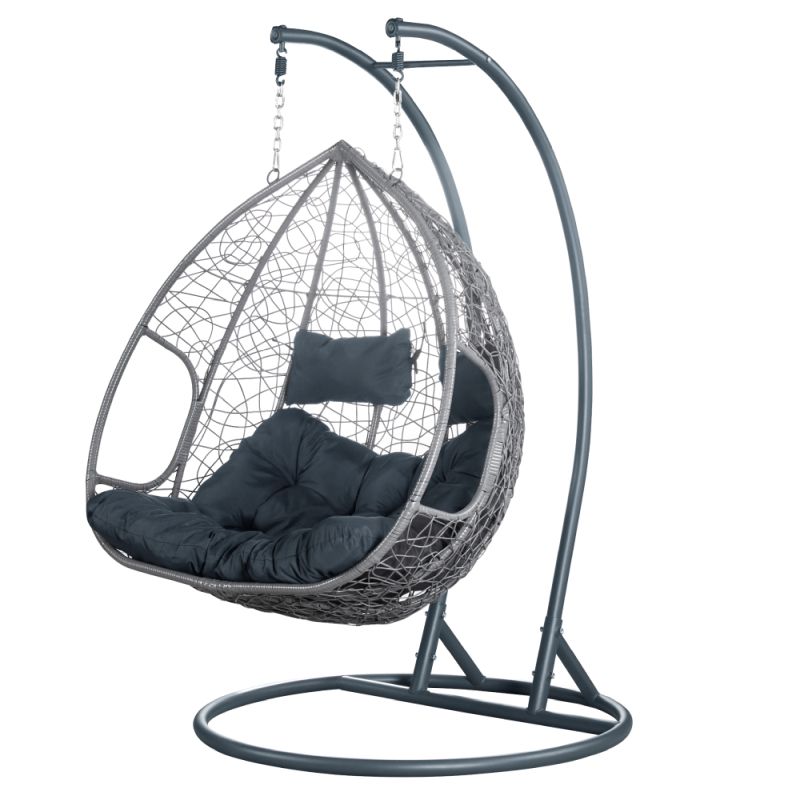 Závesné dvojkreslo, sivé, DELIA