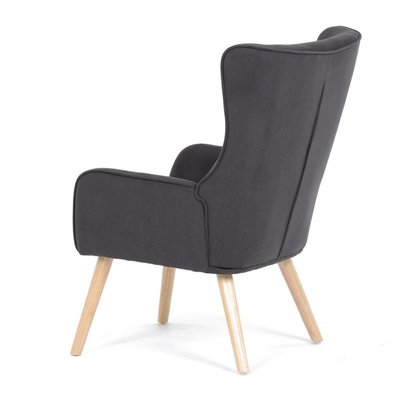 Kreslo ušiak, sivá, menšestrová, látka, AK-314 GREY2