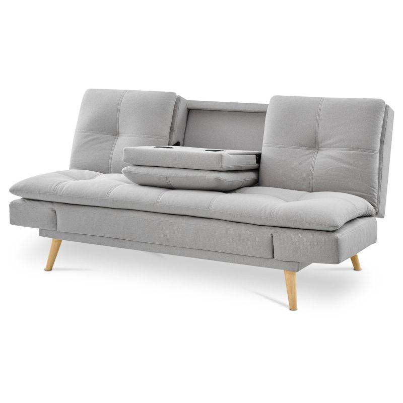 Trojmiestna pohovka, rozkladacia, sivá, látka, ASB-4720 SIL2