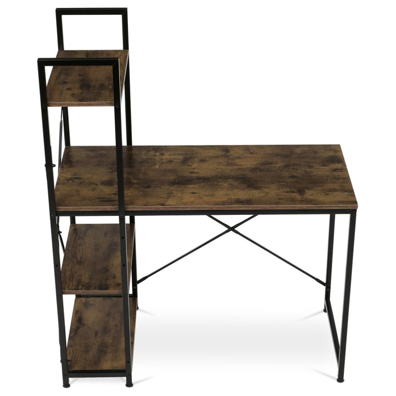 Pracovný stôl s regálom, 100x48cm, MDF, staré drevo, GD-512 OLW