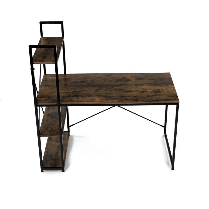 Pracovný stôl, s regálom, 120x60cm, MDF, staré drevo, GD-520 OLW
