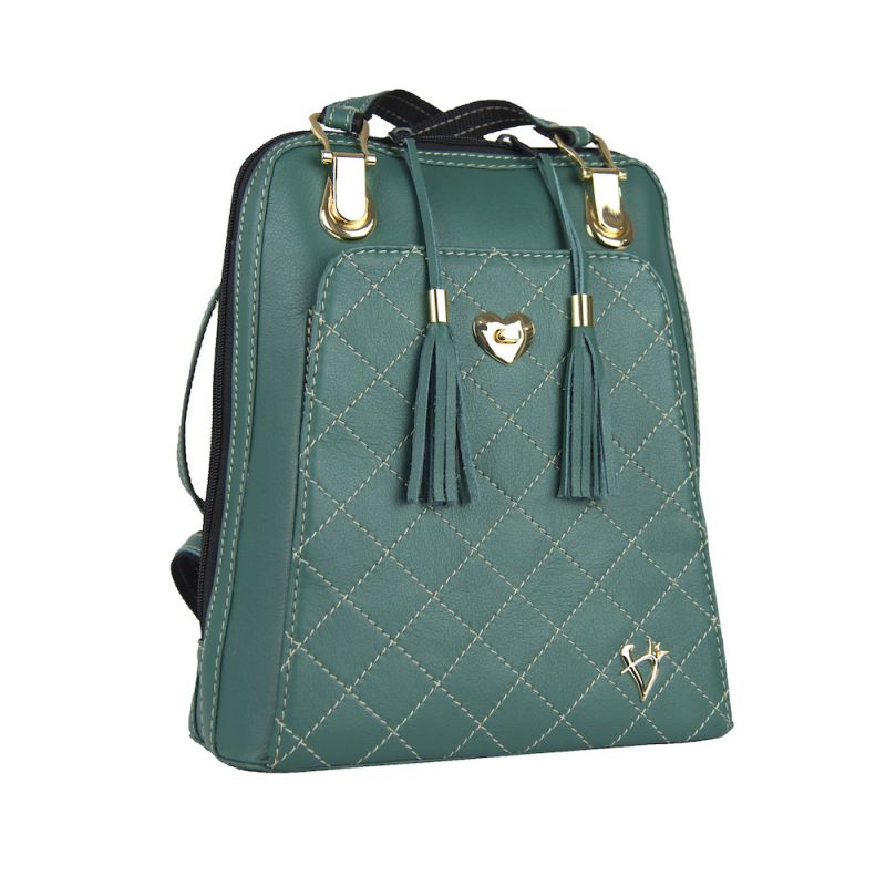 Luxusný kožený ruksak z pravej hovädzej kože č.8668 v zelenej farbe