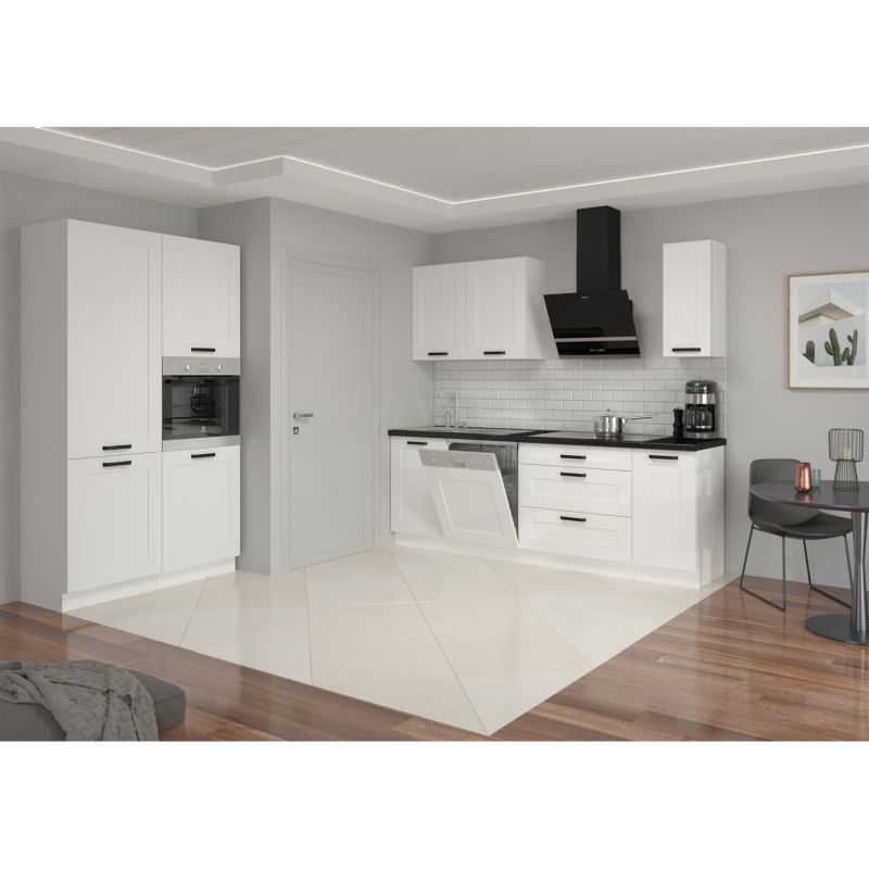 Vysoká skrinka policová, 60cm, biela, dub artisan, LULA 60 DK-210 2F