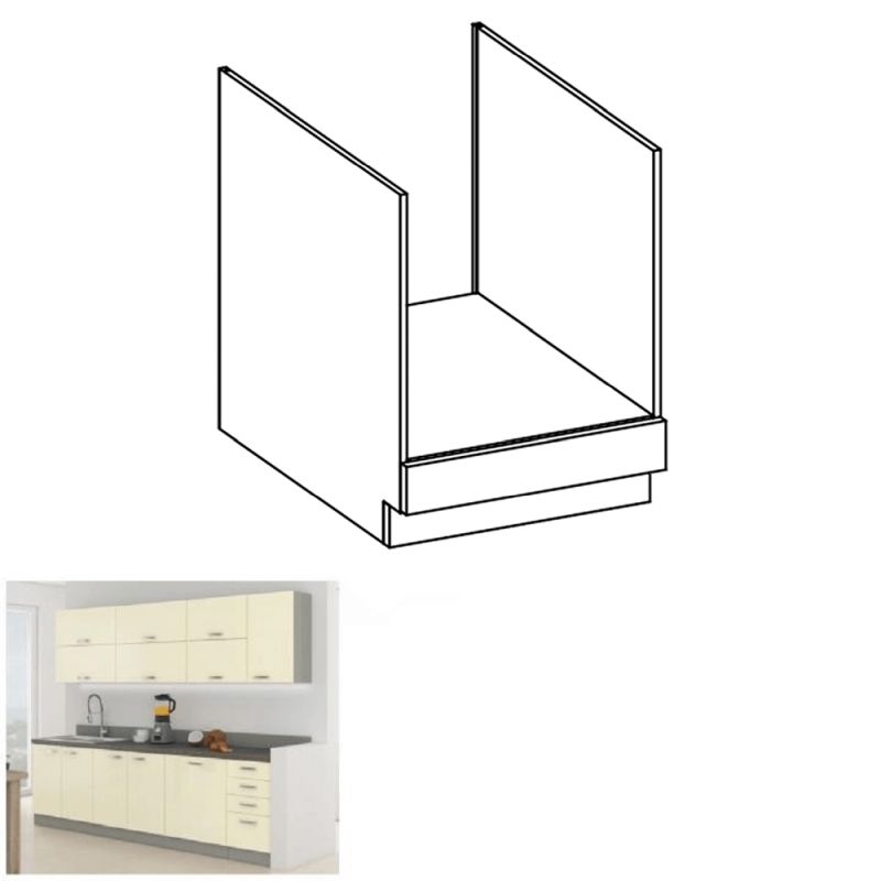 Spodná skrinka sporáková, 60cm, krémový lesk, sivá, PRADO 60 DG BB