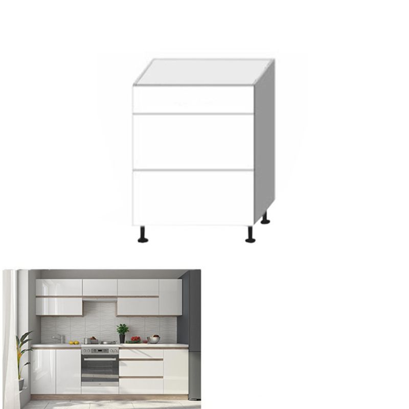 Spodná skrinka, 60cm, biely lesk, dub sonoma, LINE D 60S3