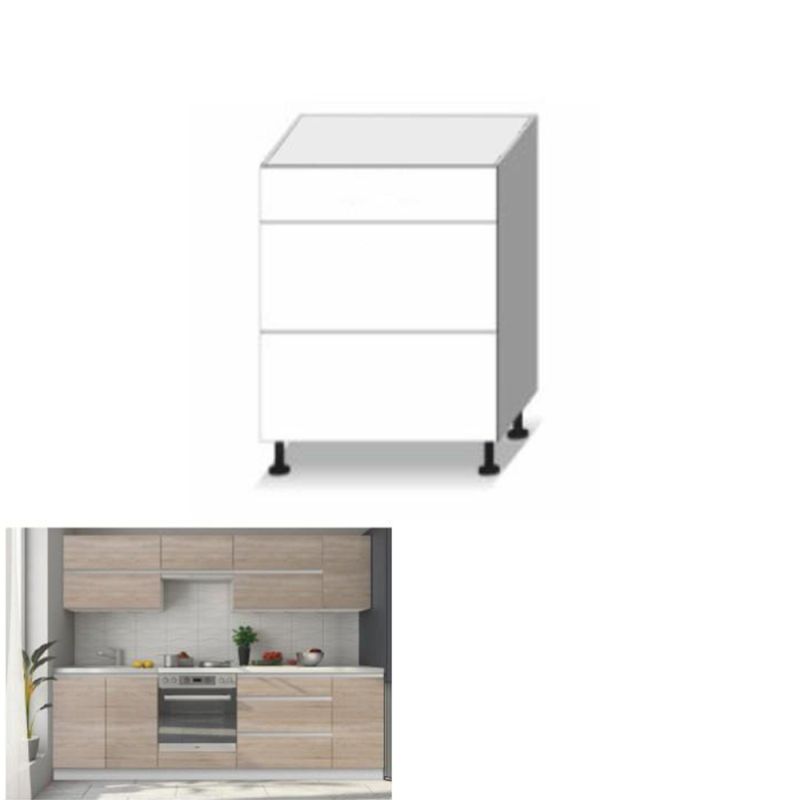 Spodná skrinka, 60cm, dub sonoma, biela, LINE D 60S3