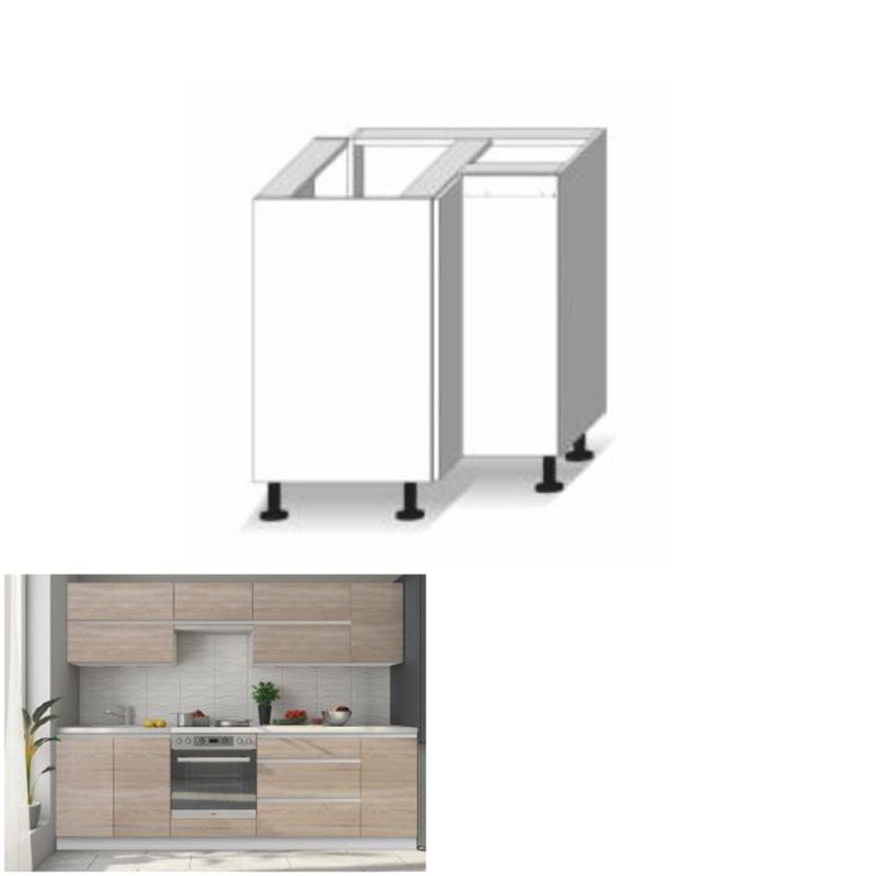 Spodná skrinka rohová, 72cm, dub sonoma, biela, LINE DR L