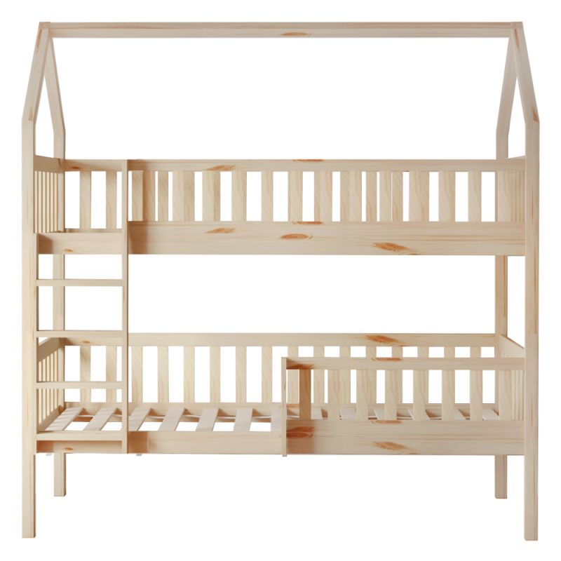 Montessori poschodová posteľ, 90x200, s prístelkou, prírodná, VENITA TYP 1