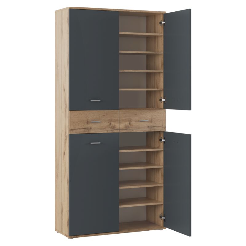 Botníková skriňa, regál, 90cm, grafit, dub wotan, VILOT