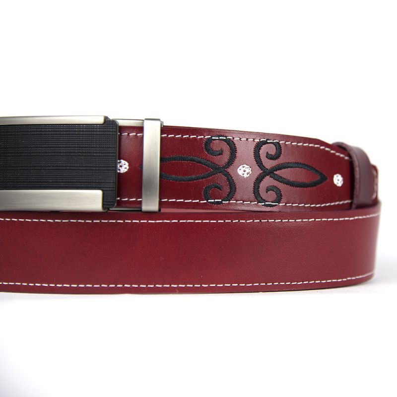 Kožený opasok s výšivkou, automatická pracka, 140cm, Limitovaná edícia 07
