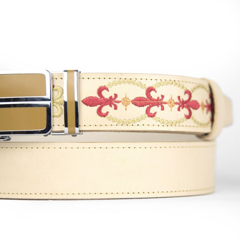 Kožený opasok s výšivkou, automatická pracka, 134cm, Limitovaná edícia 13