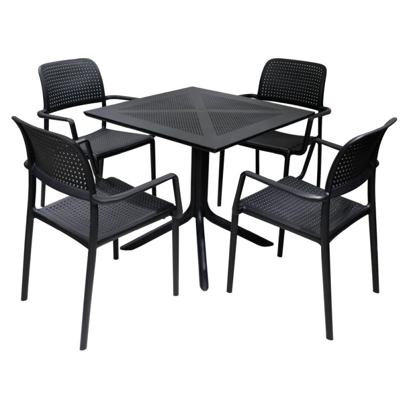 Stohovateľná stolička, čierny plast, DENTON NEW