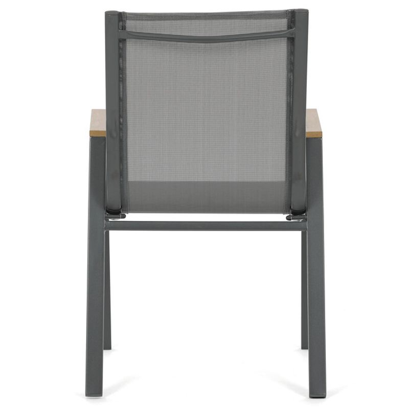 Záhradná stolička, kov, sieťovina, sivá, AZC-S1050 GREY