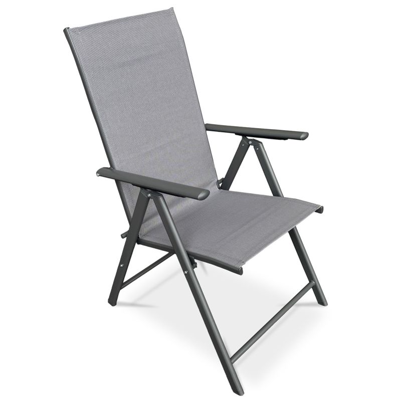 Záhradná stolička, kov, sieťovina, sivá, AZC-S1116 GREY