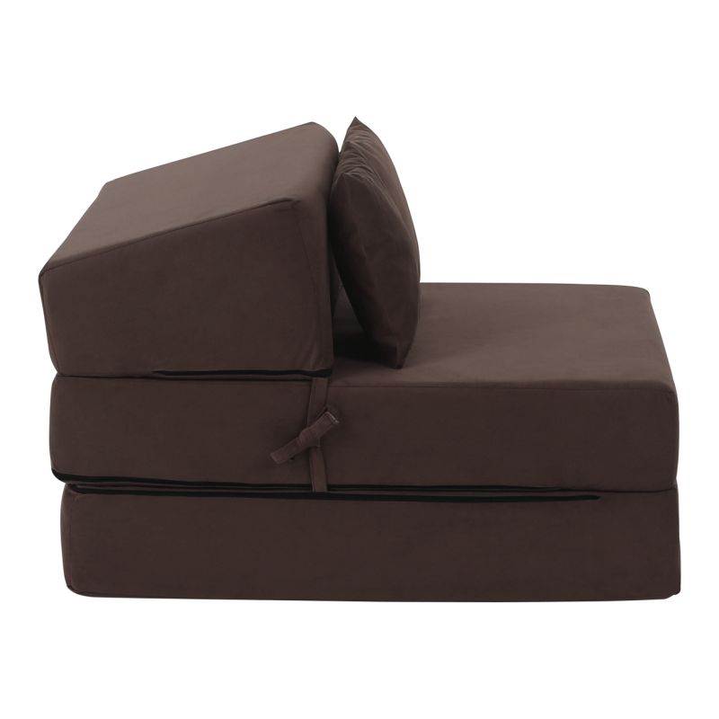 Skladací matrac/kreslo, 2v1, hnedá Taupe, PELOS