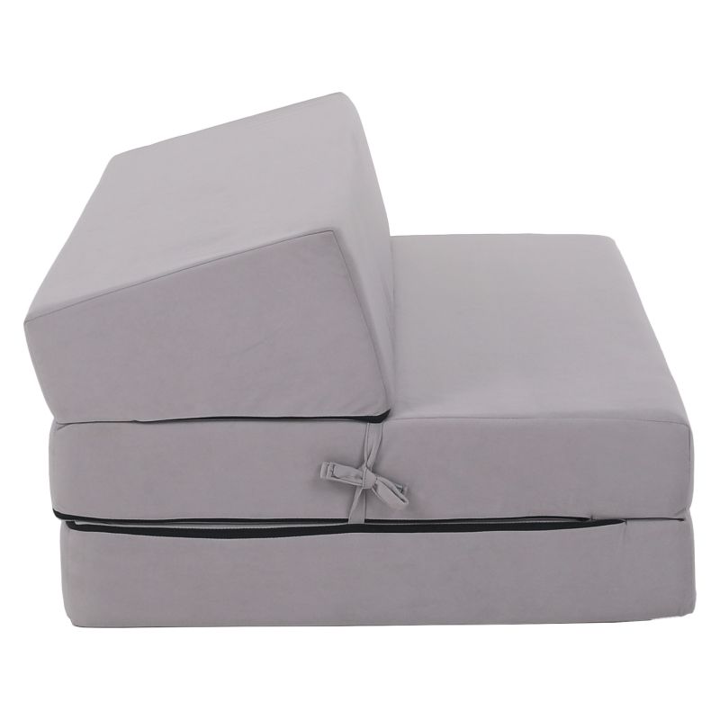 Skladací matrac/kreslo, 2v1, svetlosivá, VEDIS