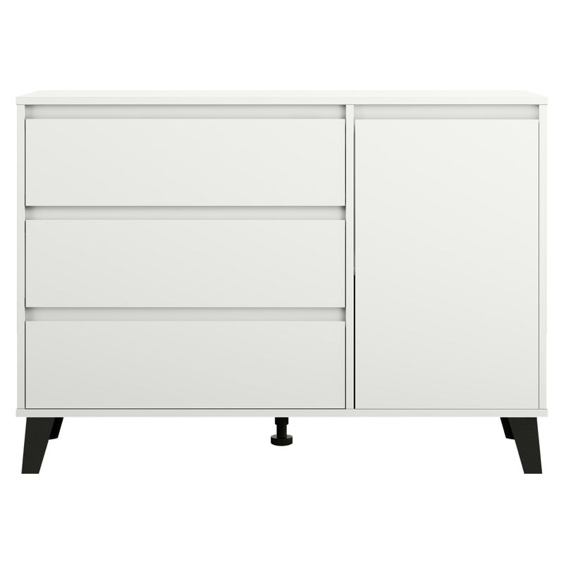 Komoda, 110cm, kombinovaná, biela, BOGAN NEW 1D3S