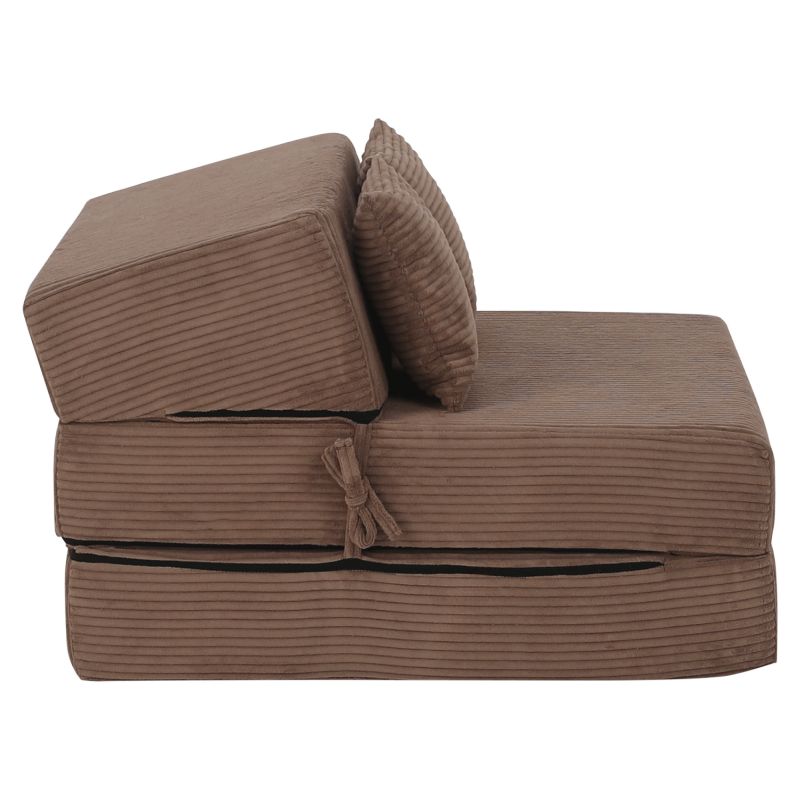 Skladací matrac/kreslo, 2v1, svetlohnedá, PELOS