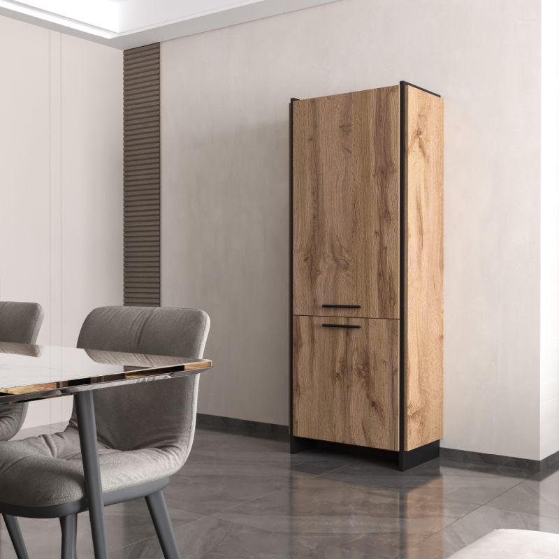 Regál, 70cm, dub wotan, čierny, AMONI 2D