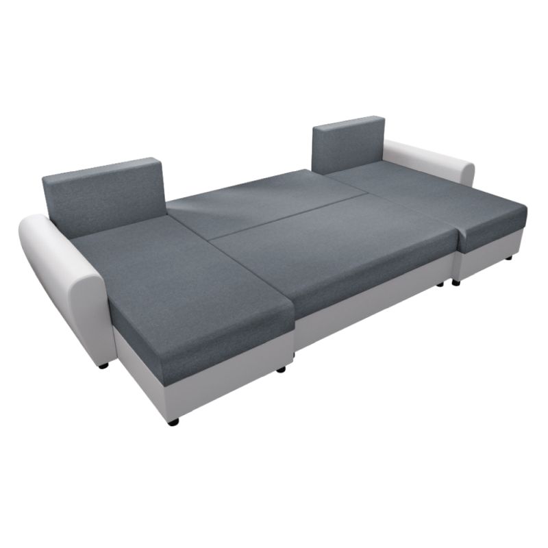 Univerzálna sedacia súprava, ekokoža biela, látka sivá, DAKAR NEW U