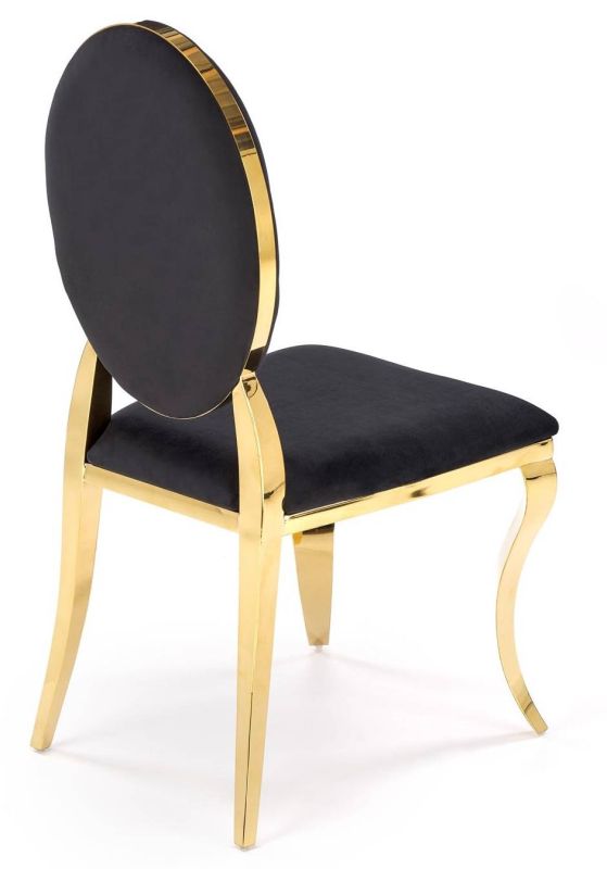 Jedálenská stolička, čierna látka, nohy gold chróm zlatý, K-556