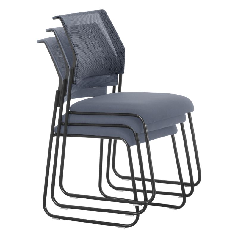 Stohovateľná stolička, sivá sieťovina, kov čierny, BARIS