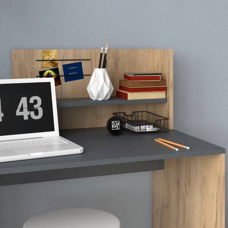 PC stôl, 121x55cm, dub artisan, grafit, PLATON NEW