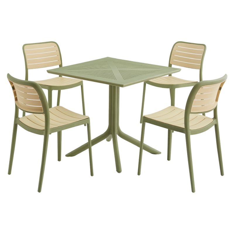 Záhradný stôl, 79,5x79,5cm, zelený plast, DENTON NEW