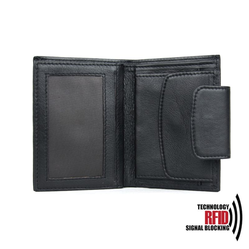 Ochranná RFID kožená peňaženka v čiernej farbe č.8211